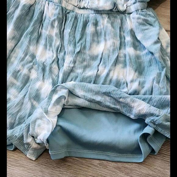 Mudd Romper Extra Small Blue V Neck Shorts Cold Shoulder Tie Dye - Picture 8 of 8